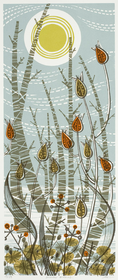 Angie Lewin. Winter Birches. Screenprint.