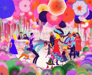 Aditi Raychoudhury. Busy Little Umbrella Store (With Baskets). 2014. Adobe Illustrator CS5.
